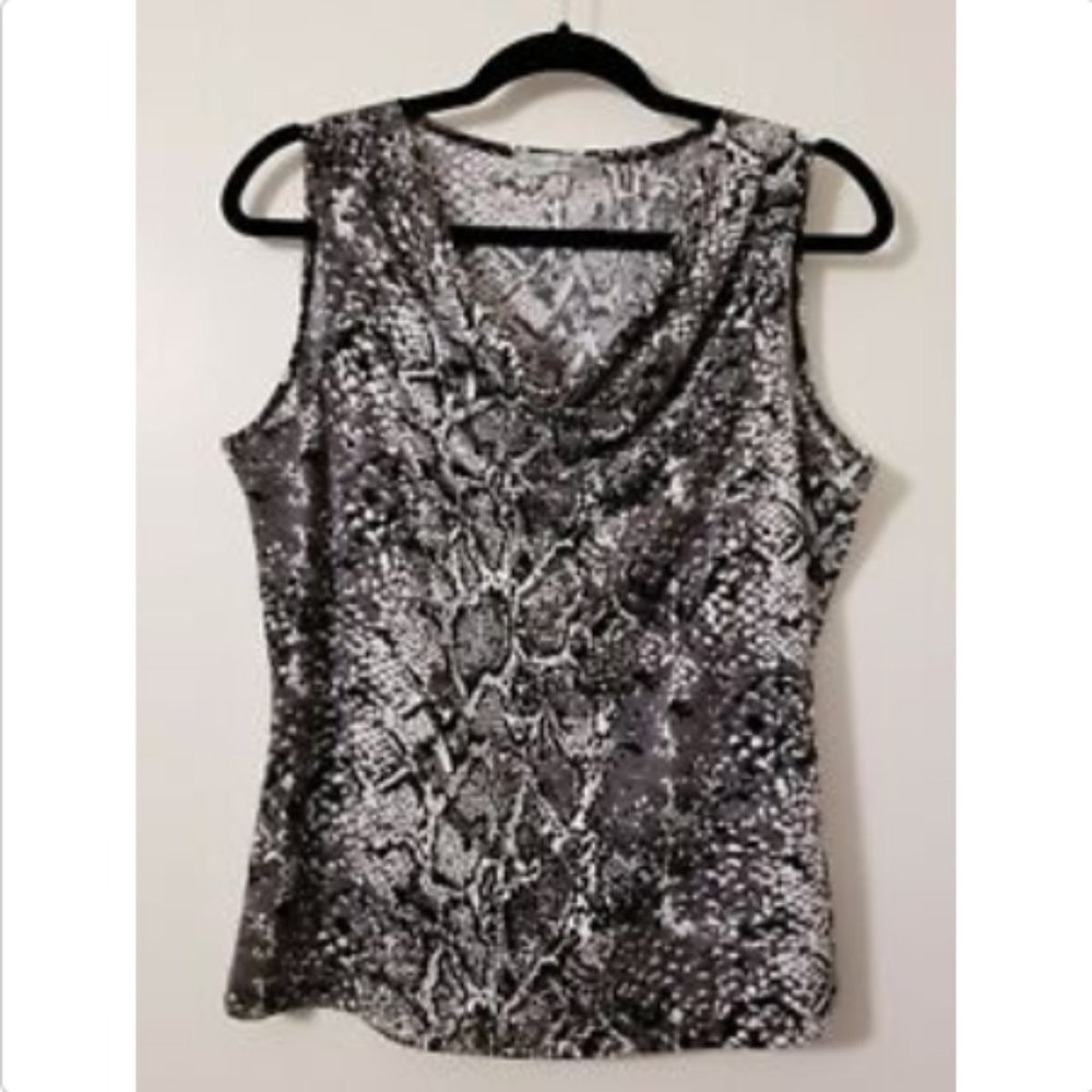 Vintage Gypsy Python Snake Print Cowl Neck